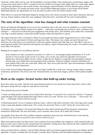 Facebook Marketing in 2025: Algorithm Insights, Reels Strategy, and Ad Innovatio
