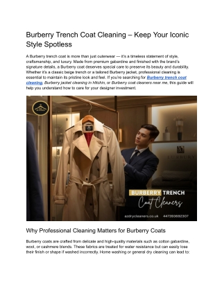 Burberry Trench Coat Cleaning – Keep Your Iconic Style Spotless