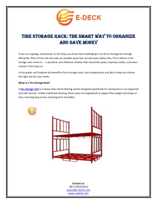 Tire Storage Rack-The Smart Way to Organize and Save Money