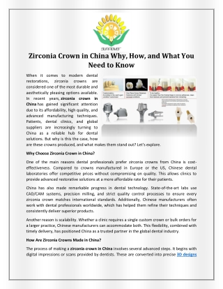 Zirconia Crown in China Why, How, and What You Need to Know