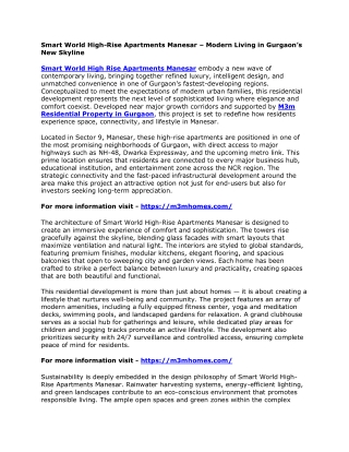 Smart World High-Rise Apartments Manesar – Modern Living in Gurgaon’s New Skyline