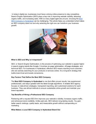 Best SEO Company in Hyderabad