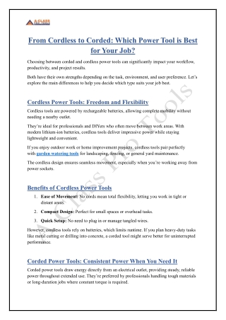 From Cordless to Corded Which Power Tool is Best for Your Job