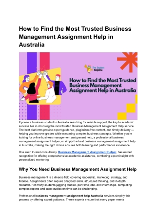 How to Find the Most Trusted Business Management Assignment Help in Australia
