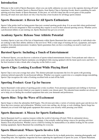 Sports Basement: Discovering the Hidden Treasures of Sporting Retail