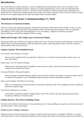 American Fashion Symbols: Commemorating U.S. Style