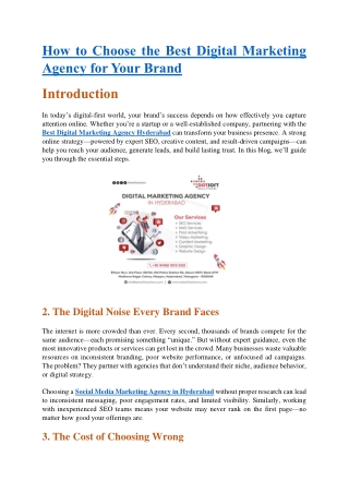 How to Choose the Best Digital Marketing Agency for Your Brand