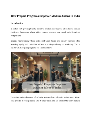 How Prepaid Programs Empower Medium Salons in India