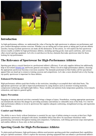 The Best Sportswear for High-Performance Athletes