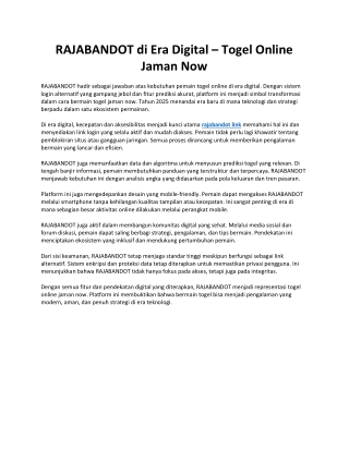 RAJABANDOT : Login Alternatif Situs Togel Online Gampang Jebol Jaman Now