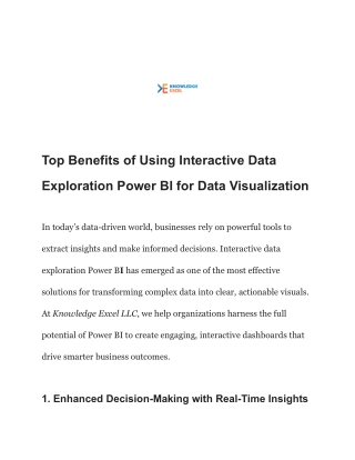 Top Benefits of Using Interactive Data Exploration Power BI for Data Visualizati