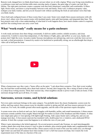 Patio Enclosures for Work-from-Home Spaces