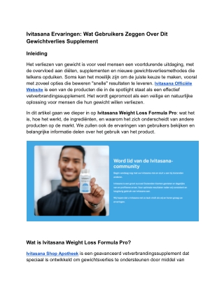 Ivitasana Ervaringen_ Wat Gebruikers Zeggen Over Dit Gewichtverlies Supplement