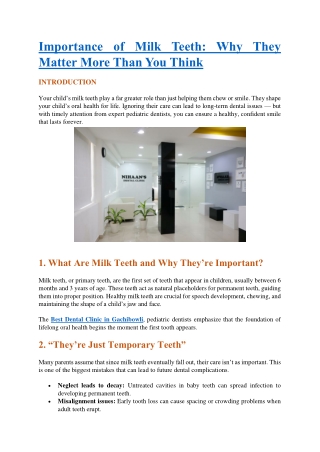 Importance of Milk Teeth Why They Matter More Than You Think