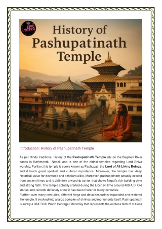History of Pashupatinath Temple