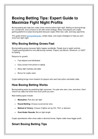 Boxing Betting Tips