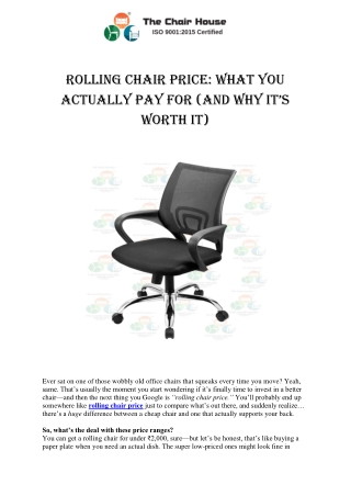 Rolling Chair Price – What’s Really Worth Paying For?