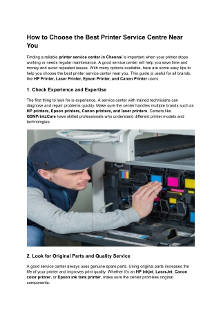How to Choose the Best Printer Service Centre Near You