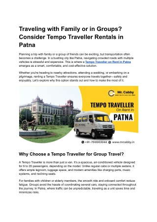 Why Choose a Tempo Traveller for Group Travel?
