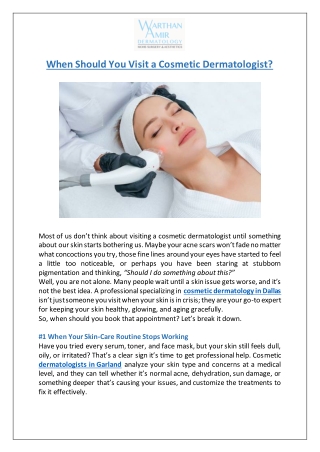 When Should You Visit a Cosmetic Dermatologist?