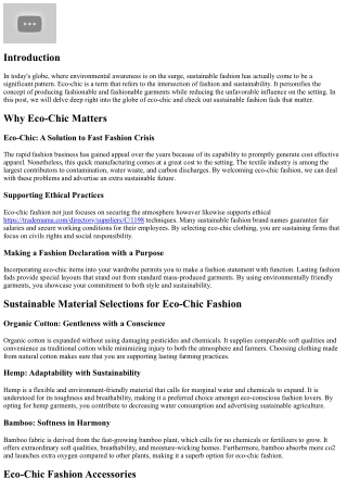 Eco-Chic: Exploring Lasting Fashion Fads That Issue