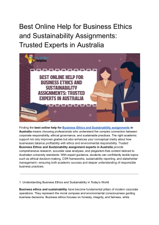 Best Online Help for Business Ethics and Sustainability Assignments_ Trusted Experts in Australia