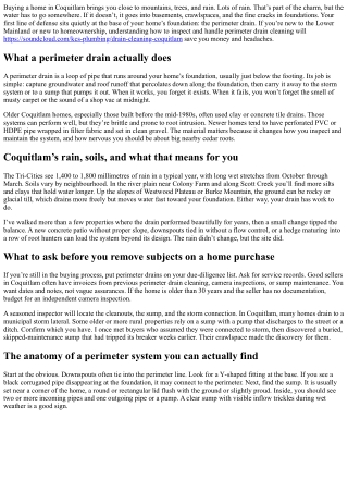 New Homebuyer’s Guide: Inspecting and Cleaning Perimeter Drains in Coquitlam