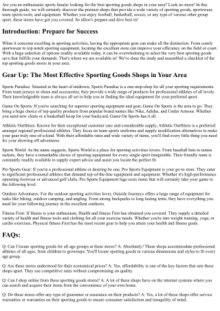 Get ready: The Best Sporting Goods Shops in Your Location