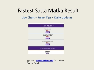 Fastest Satta Matka Result – Live Chart & Updates