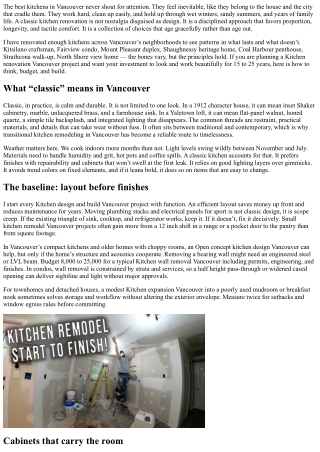 Classic Kitchen Renovation Vancouver: Timeless Design That Lasts