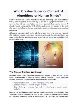 Who Creates Superior Content AI Algorithms or Human Minds