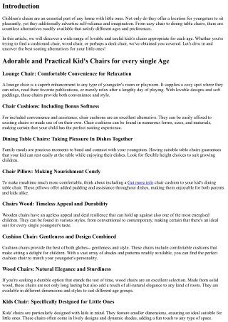 Adorable and Useful Children's Chairs for every single Age