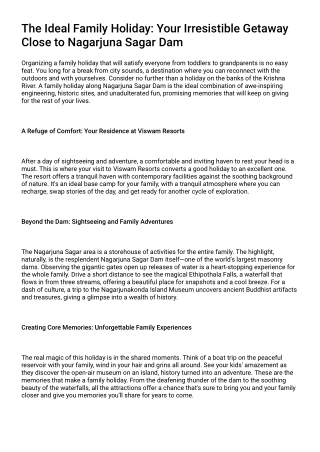 Family Vacation Near Nagarjuna Sagar Dam