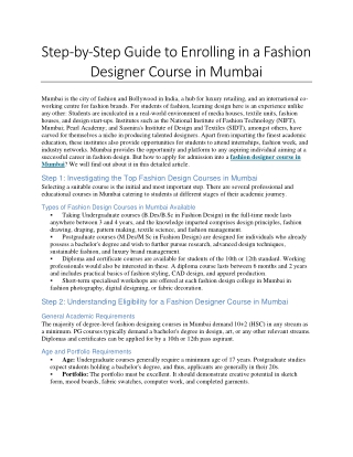 Step-by-Step Guide to Enrolling in a Fashion Designer Course in Mumbai