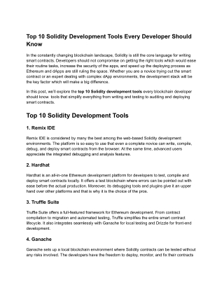 Top 10 Solidity Development Tools Every Developer Should Know