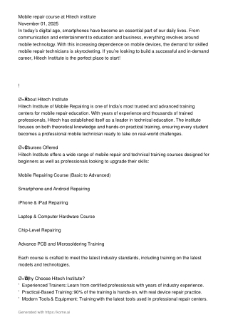 Hitech institute  Mobile repair course