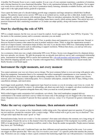 Improving NPS with Automation: A Consultant’s Framework