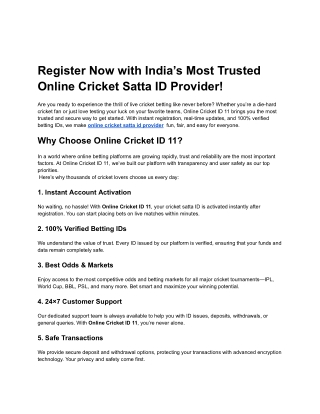 Register Now with India’s Most Trusted Online Cricket Satta ID Provider!