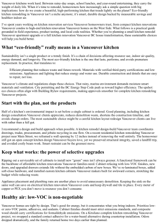 Eco-Friendly Kitchen Remodeling Vancouver: Sustainable Choices