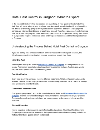 Hotel Pest Control in Gurgaon_ What to Expect