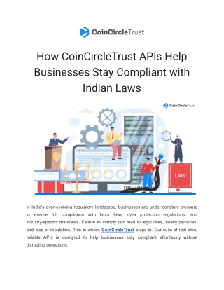 How CoinCircleTrust APIs Help Businesses Stay Compliant with Indian Laws