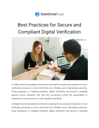Best Practices for Secure and Compliant Digital Verification