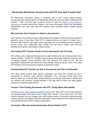 Sacramento Businesses: Saving Costs with DTF Over Heat Transfer Vinyl