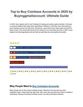 Buy Fully Verified Transfer Coinbase Accounts In This Year