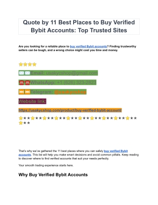 Are you looking to buy verified Bybit  accounts