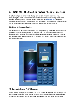 itel it9120 4G – The Smart 4G Feature Phone for Everyone