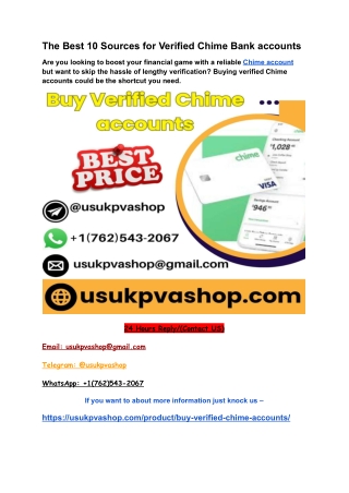 The Best 10 Sources for Verified Chime Bank accounts