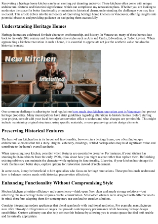 Navigating the Challenges of Heritage Home Kitchens During Renovations.