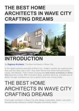 The Best Home Architects in Wave City Crafting Dreams