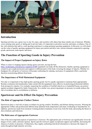 The Significance of Top Quality Sporting Equipment for Injury Prevention
